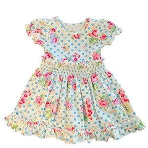Olive Mae Floral Polka Dot Girls Dress with ruffles Size 18 Months